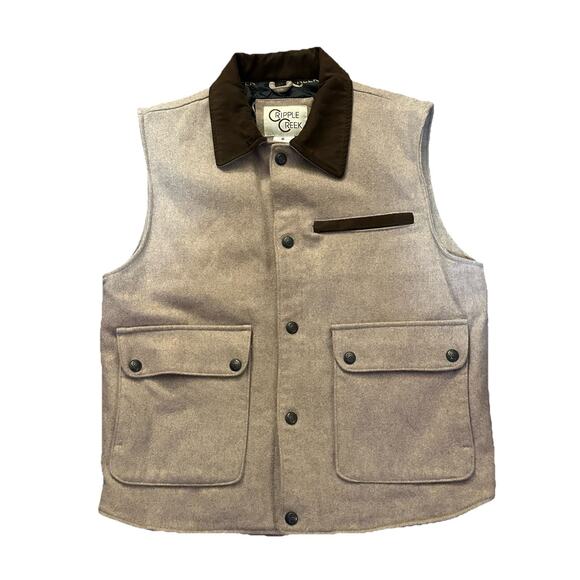Cripple Creek Vest Mens Medium Beige Wool Insulated Western Zip Cowboy - Picture 1 of 10
